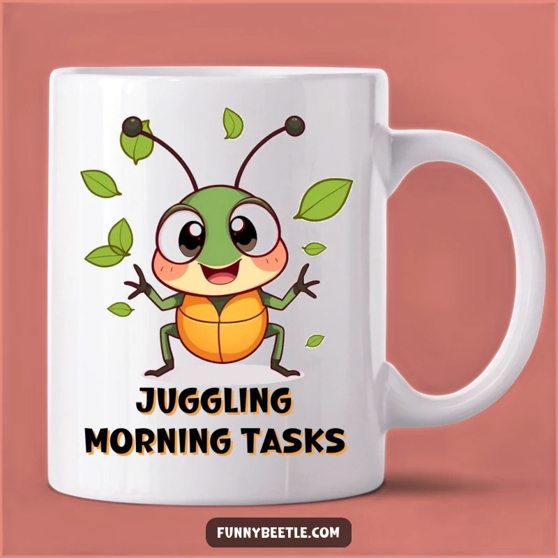 Funny Cheerful Beetle Mug - Hilarious Juggling Gift for Nature Lovers