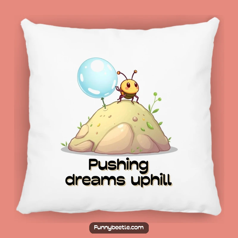 Funny Beetle Dewdrop Comfort Pillow: Cozy Up with Hilarious Motivation