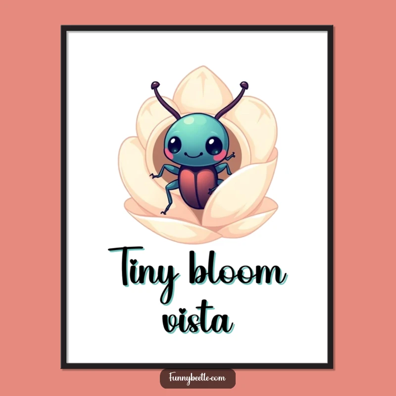 Funny Beetle Flower Digital Print: Whimsical Art for Curious Spaces