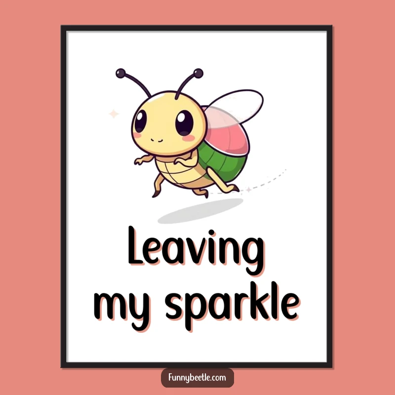Funny Speedy Beetle Digital Art: Sparkle Trail, Instant Humorous Decor