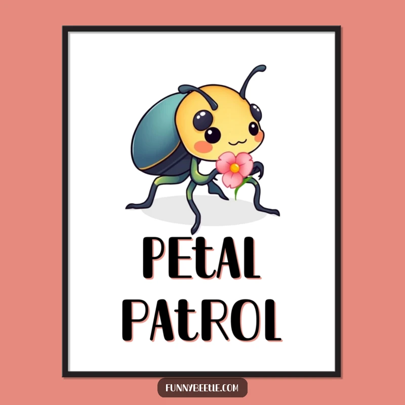 Funny Beetle Flower Petal Digital Art: Instant Motivational Decor