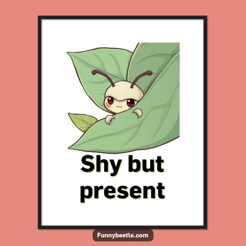 Funny Shy Beetle Digital Art: Peek-a-Boo, Instant Humorous Decor