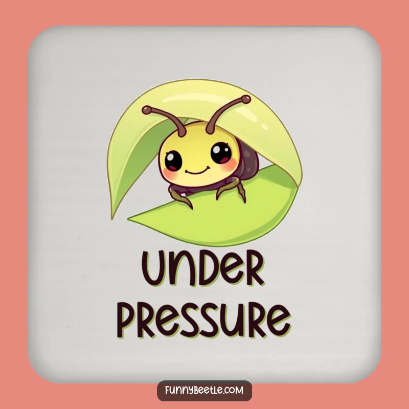 Funny Beetle Leaf Peek Coaster: Protect Surfaces Hilariously