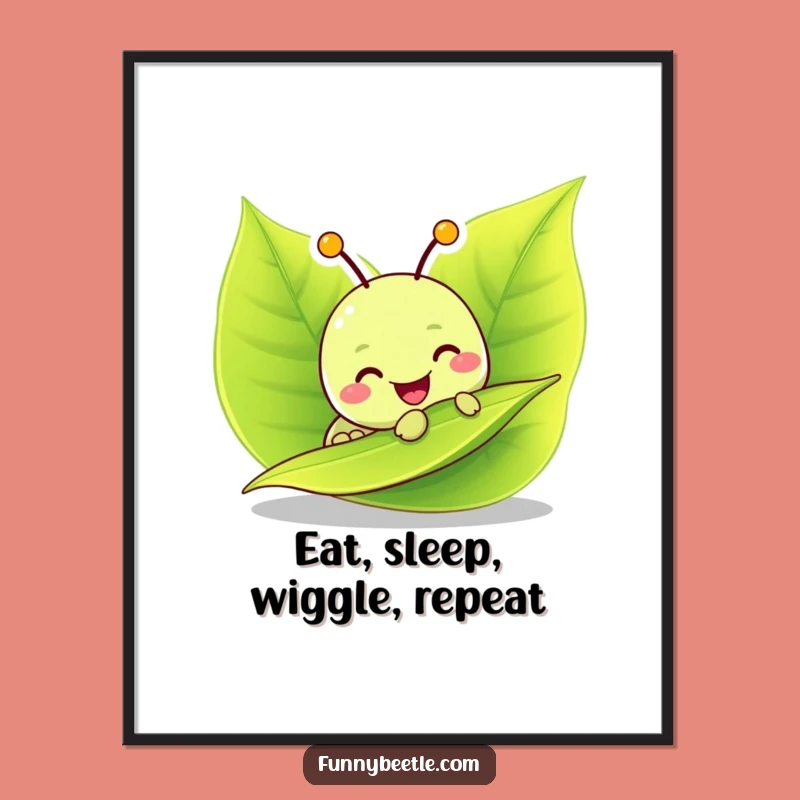 Free Printable Wall Art: Cheerful Caterpillar Munching Funny Downloadable Decor