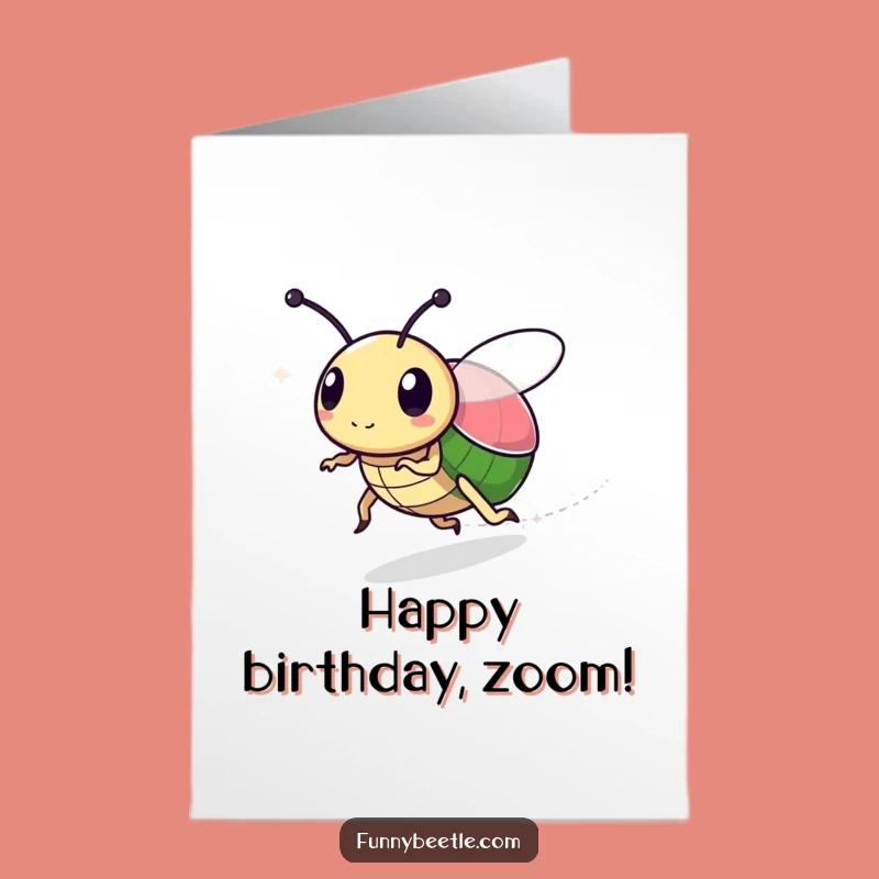 Free Printable Birthday Card: Sparkly Beetle Speed Digital Download Gift