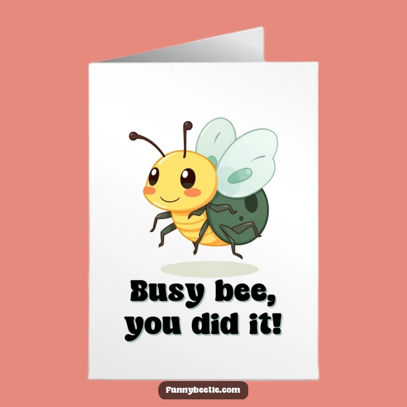 Free Printable Congrats Card: Busy Beetle Blur Digital Download