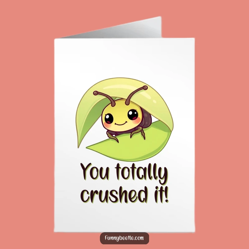 Free Printable Congrats Card: Curious Beetle Celebrates Your Success Funny Downloadable