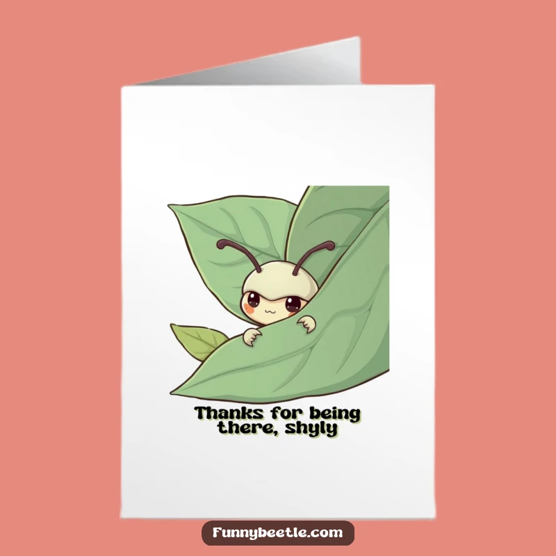 Free Printable Thank You Card: Shy Beetle Leaf Peek Digital Download