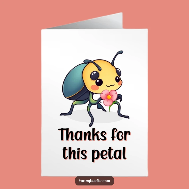 Free Printable Thank You Card: Beetle's Floral Thanks Funny Downloadable
