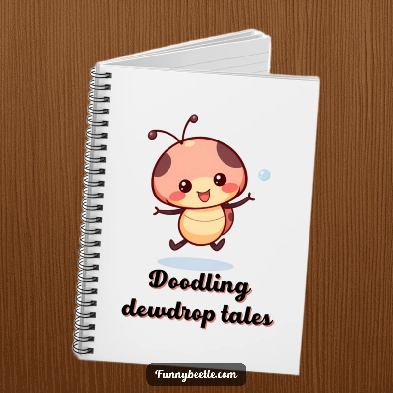 Funny Ladybug Notebook: A happy ladybug skips with a dewdrop, perfect for journaling with a cheerful touch.