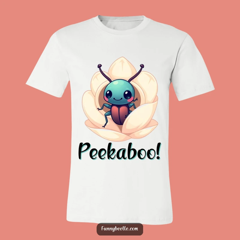 Funny Beetle Flower Peek T-Shirt: Wear Your Curiosity with Style